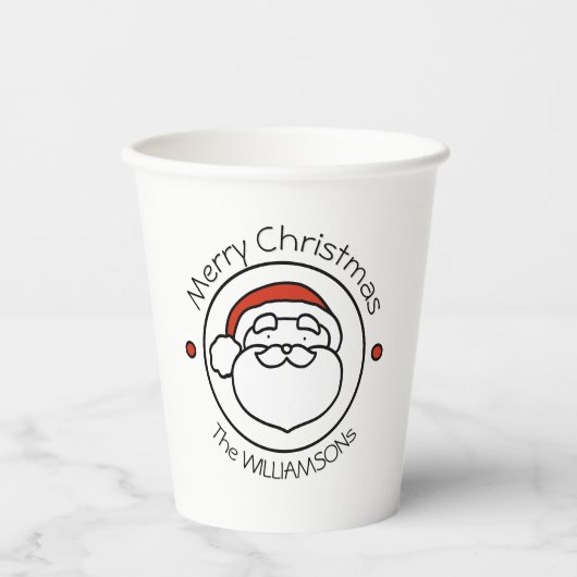 Cute Christmas Santa Claus with Red Hat Pappbecher (Vorderseite)