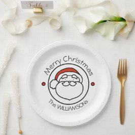 Cute Christmas Santa Claus with Red Hat Pappteller