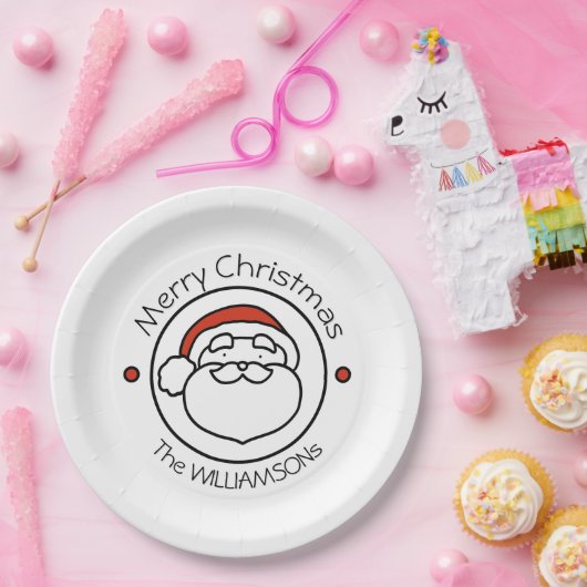 Cute Christmas Santa Claus with Red Hat Pappteller (Party)