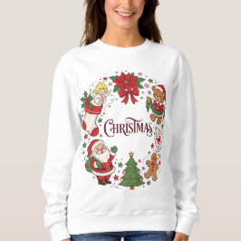 Cute Christmas Santa, Teddy & Holiday Icons Sweatshirt