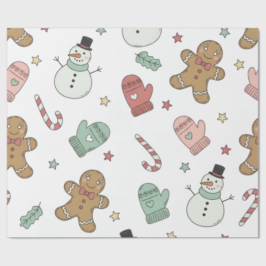Cute Christmas Seamless Pattern Wrapping Paper – G Geschenkpapier (Flach)