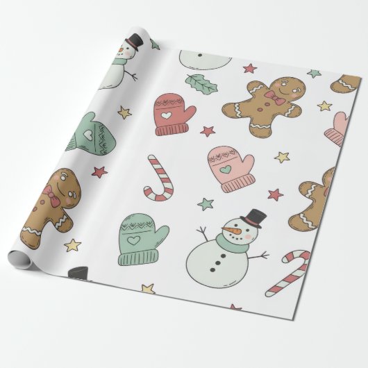 Cute Christmas Seamless Pattern Wrapping Paper – G Geschenkpapier (Ungerollt)