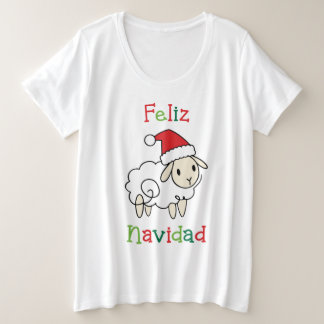 Cute Christmas Sheep – Feliz Navidad Große Größe T-Shirt