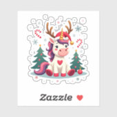 Cute Christmas Shirt Girls Women Xmas Unicorn Deer Aufkleber (Blatt)