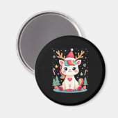 Cute Christmas Shirt Girls Women Xmas Unicorn Deer Magnet (Vorderseite/Rückseite)