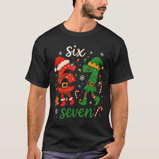 Cute Christmas Six Seven Meme T-Shirt (Vorderseite)