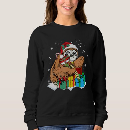 Cute Christmas Sloth and Santa Claus Hat Sweatshirt (Vorderseite)