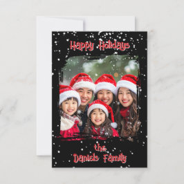 Cute Christmas Snow Family  Photo Card Einladung