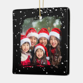 Cute Christmas Snow Family Photo Keramikornament (Links)