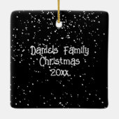 Cute Christmas Snow Family Photo Keramikornament (Rückseite)