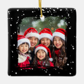 Cute Christmas Snow Family Photo Keramikornament (Vorderseite)