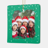 Cute Christmas Snow Family Photo Keramikornament (Links)