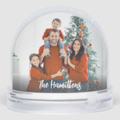 Cute Christmas snowman Family Photo Schneekugeln (Rückseite)