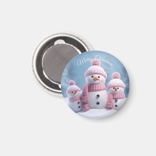 Cute Christmas Snowman Magnet (Vorderseite/Rückseite)