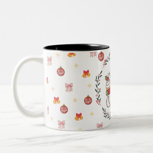 Cute Christmas Snowman Mug with Wreath  Zweifarbige Tasse (Links)