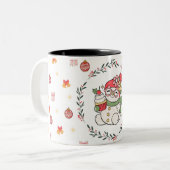 Cute Christmas Snowman Mug with Wreath Zweifarbige Tasse (Vorderseite Links)