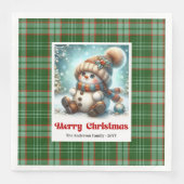 Cute Christmas Snowman Napkins Editable Watercolor Serviette (Vorderseite)