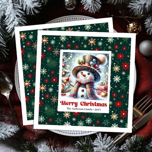 Cute Christmas Snowman Napkins Personalized Kids Serviette