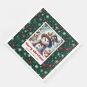 Cute Christmas Snowman Napkins Personalized Kids Serviette (Ecke)
