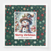 Cute Christmas Snowman Napkins Personalized Kids Serviette (Vorderseite)