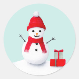 Cute christmas snowman pastel watercolor sticker