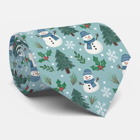 Cute Christmas Snowmen Pattern Neck Tie Krawatte (Gerollt)
