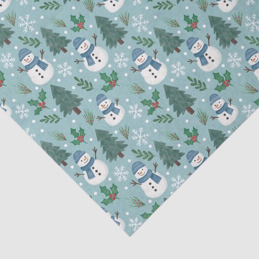 Cute Christmas Snowmen Pattern Tissue Paper Seidenpapier (Ausschnitt)