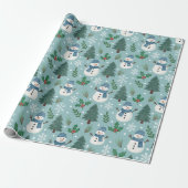 Cute Christmas Snowmen Pattern Wrapping Paper Roll Geschenkpapier (Ungerollt)