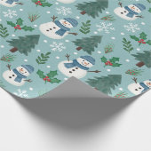 Cute Christmas Snowmen Pattern Wrapping Paper Roll Geschenkpapier (Ecke)
