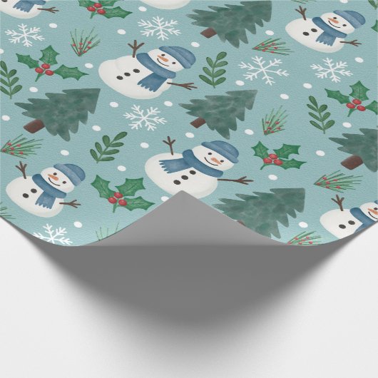 Cute Christmas Snowmen Pattern Wrapping Paper Roll Geschenkpapier (Ecke)