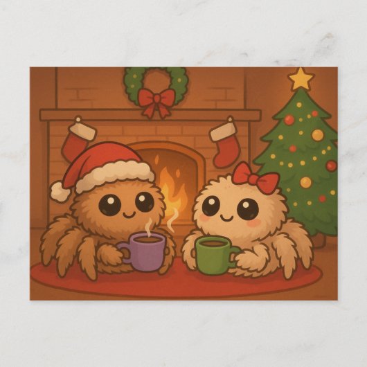 Cute Christmas Spider Feiertagspostkarte (Vorderseite)