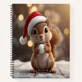 Cute Christmas Squirrel Deluxe Spiral Notebook Notizblock