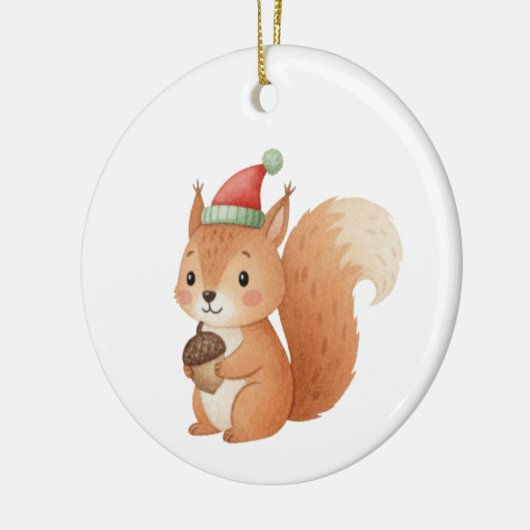Cute Christmas Squirrel with Acorn Sticker Keramik Ornament (Links)