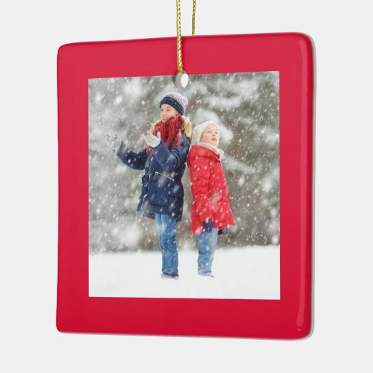 Cute Christmas Stocking Custom Photo Keramikornament (Links)
