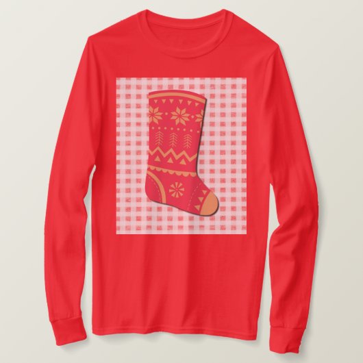 Cute Christmas Stocking Holiday Art on T-Shirt (Design vorne)
