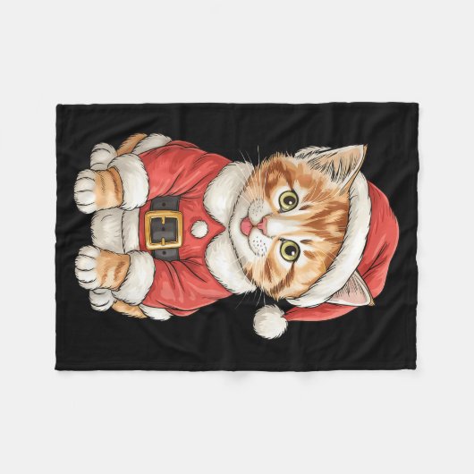 Cute Christmas Tabby Cat Santa Fleecedecke (Vorderseite (Horizontal))