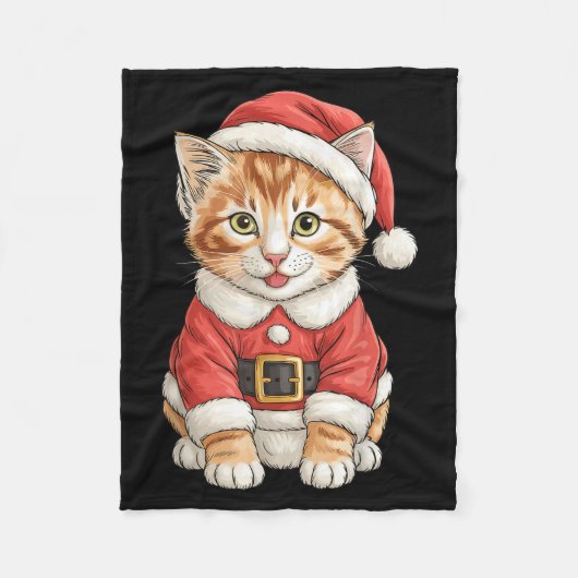 Cute Christmas Tabby Cat Santa Fleecedecke (Vorderseite)