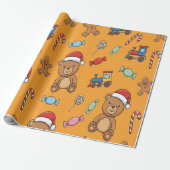 Cute Christmas Teddy Bear and Toy Train Geschenkpapier (Ungerollt)