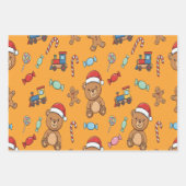 Cute Christmas Teddy Bear and Toy Train Geschenkpapier Set (Vorderseite)