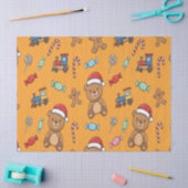 Cute Christmas Teddy Bear and Toy Train Seidenpapier (Basteln)