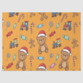 Cute Christmas Teddy Bear and Toy Train Seidenpapier (Vorderseite)