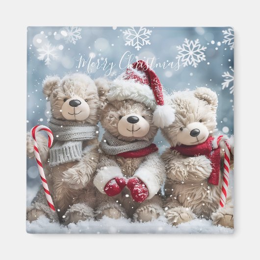 Cute Christmas Teddy Bear Magnet (Vorne)