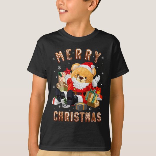 Cute Christmas Teddy Bear Santa Claus T-Shirt (Vorderseite)