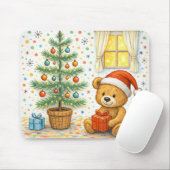 Cute Christmas Teddy Bear Tree Mousepad (Mit Mouse)