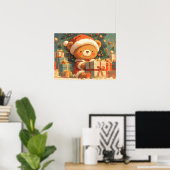 Cute Christmas Teddy Bear with Gifts Poster (Heimbüro)
