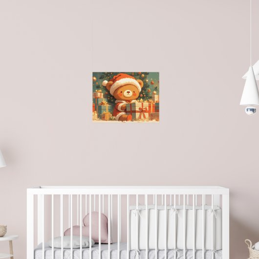 Cute Christmas Teddy Bear with Gifts Poster (Kinderzimmer 2)