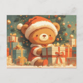 Cute Christmas Teddy Bear with Gifts Postkarte (Vorderseite)