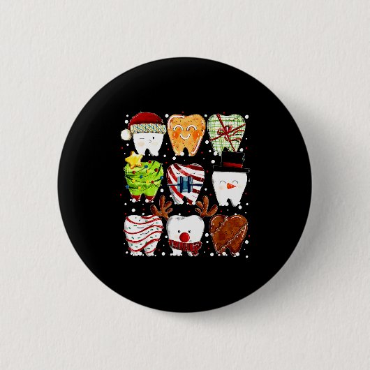 Cute Christmas Teeth Funny Christmas Dentist Denta Button (Vorderseite)