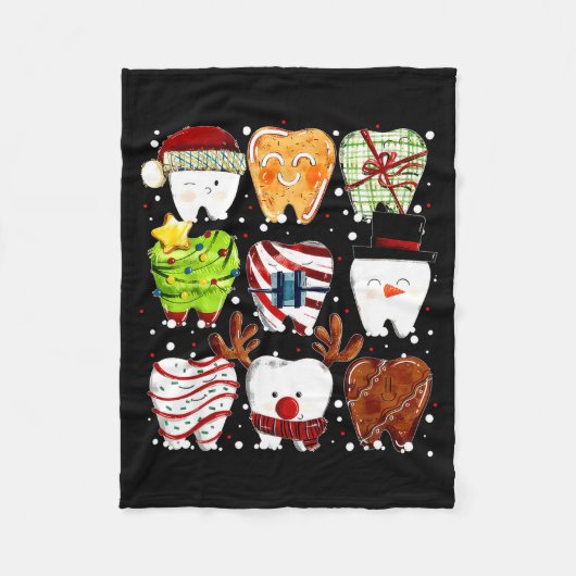 Cute Christmas Teeth Funny Christmas Dentist Denta Fleecedecke (Vorderseite)