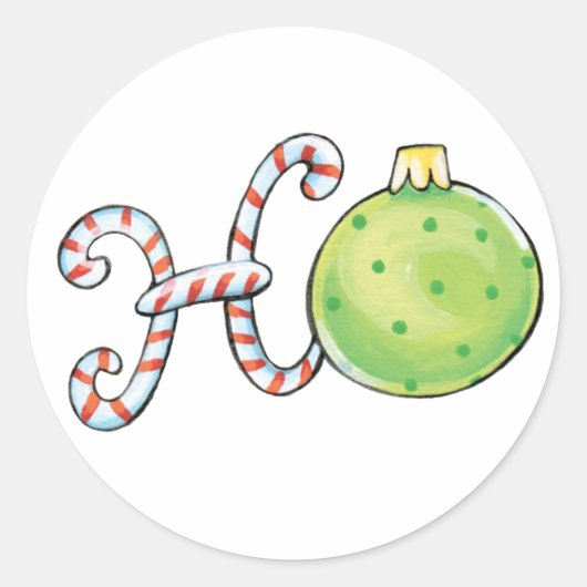Cute Christmas Text, Ho in Candy Canes Ornaments Runder Aufkleber (Vorderseite)